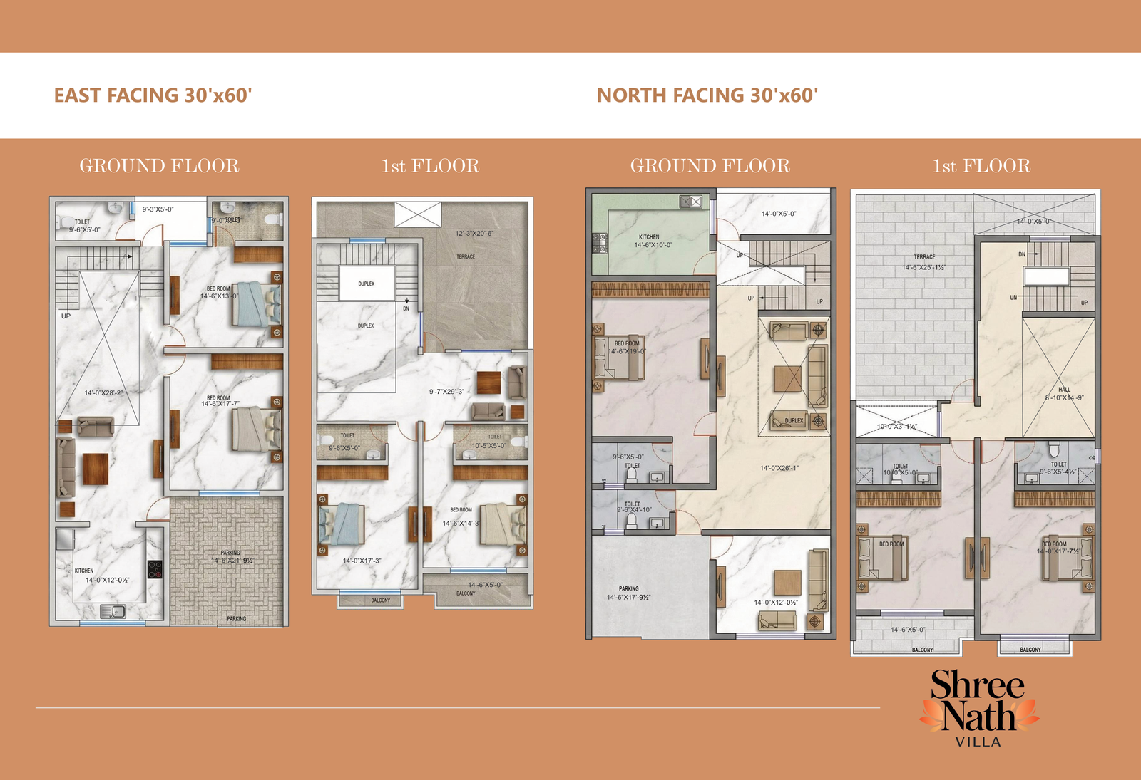 30 x 60 Floor Plan (East & North Facing)